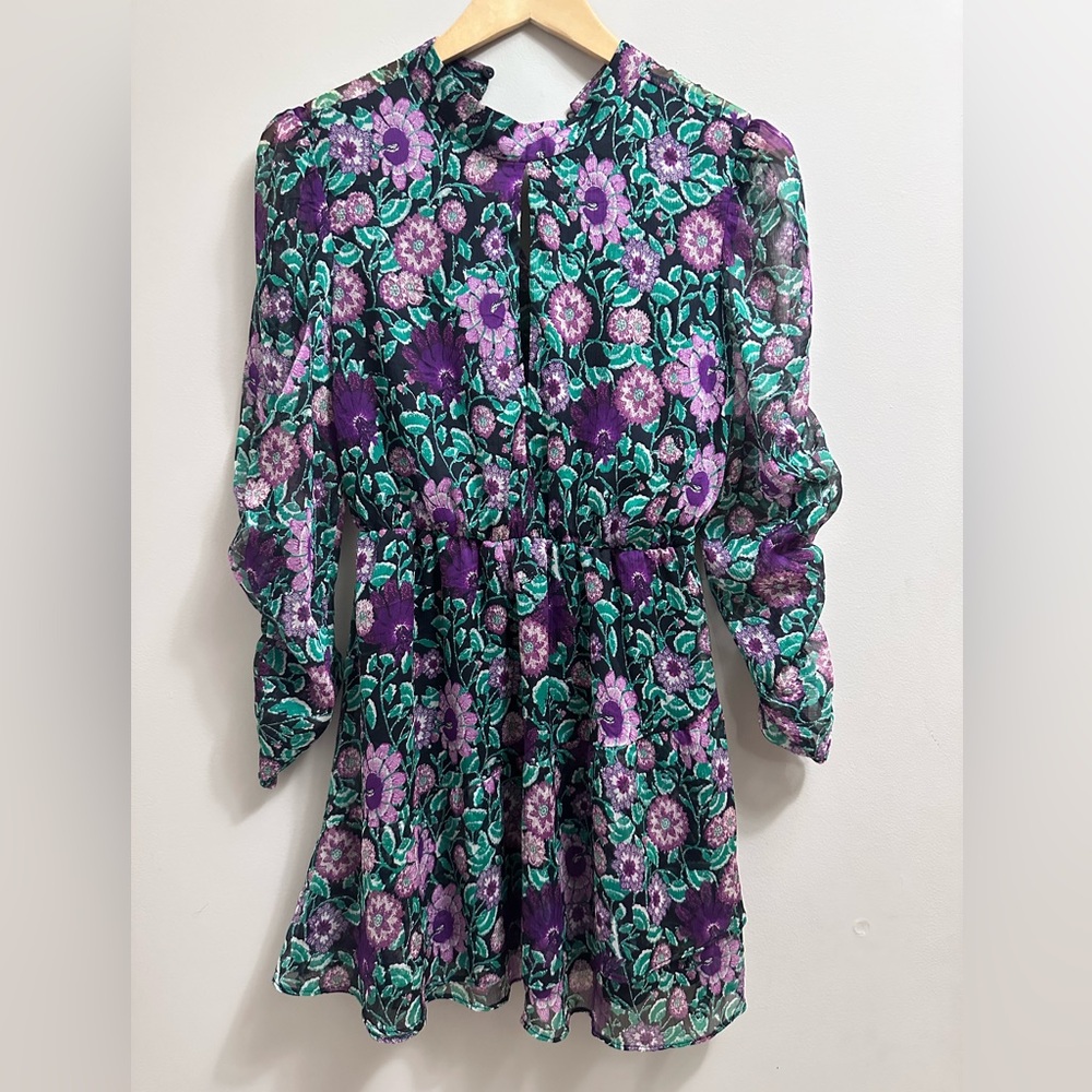 Zara Women’s Floral Dress Medium NWT - Purple and Green